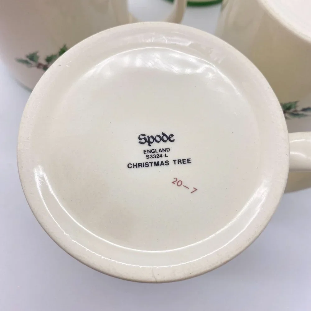 Spode Christmas Tree 8oz coffee‎ mug set of four ceramic 3 7/8